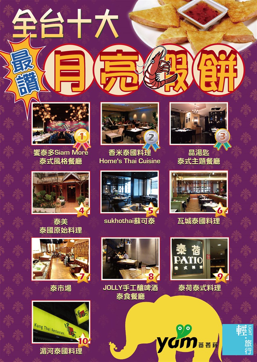 泰國潑水節,月亮蝦餅,泰國料理,美食票選,網路投票,正統風味,精緻料理,蝦餅,泰式料理,全台十大最讚月亮蝦餅,餐廳,市場,吃到
