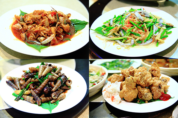 金門美食,記德海鮮餐廳,合菜,高粱酒嗆蟹,風螺,沙蟲,小金門芋頭,金門,在地人