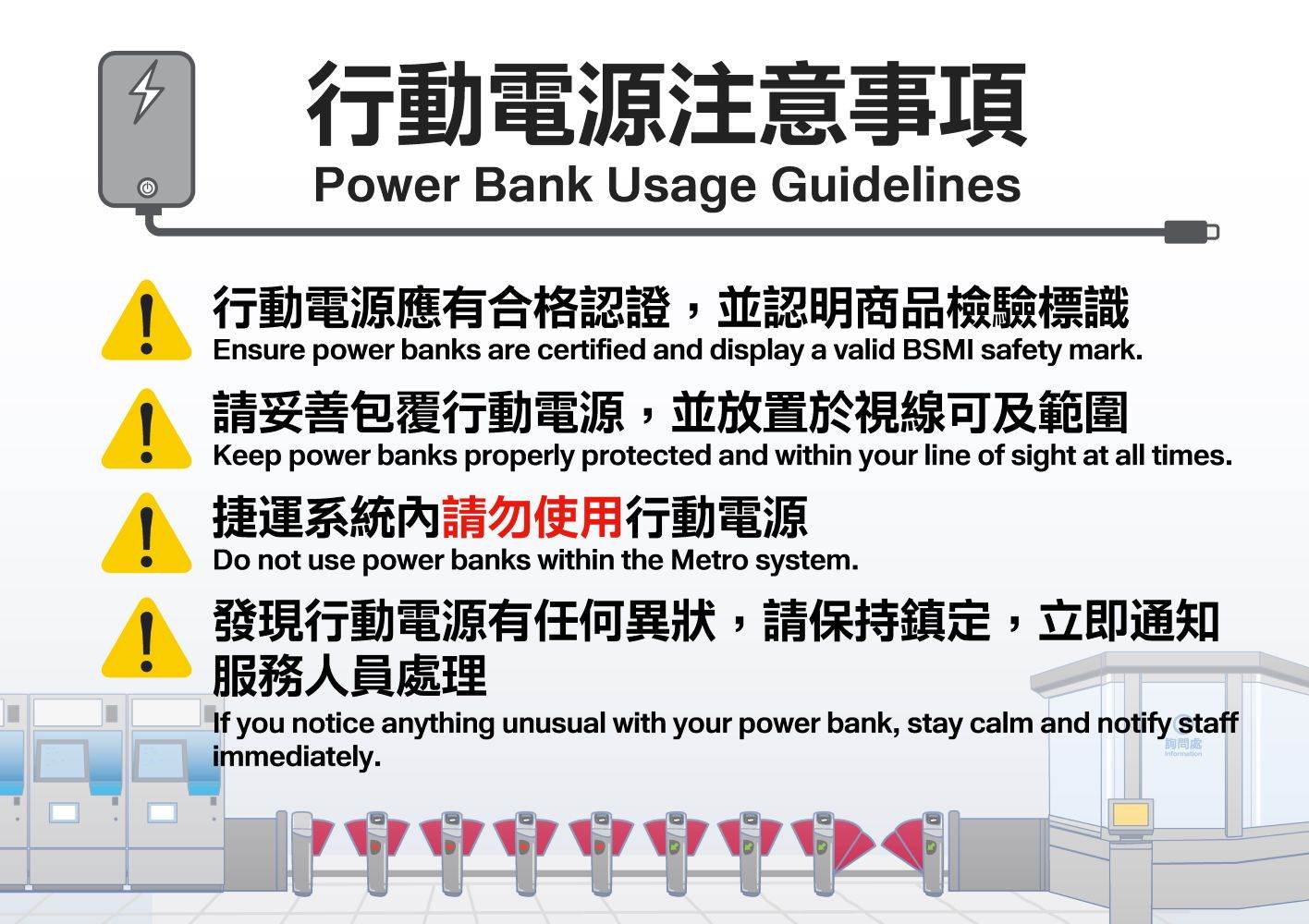 通勤族注意!北捷發布行動電源「使用新規範」:進站後請勿充電、遇到冒煙緊急SOP一次看 行動電源懶人包