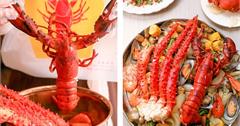 員林│食觀天下。超澎湃手抓海鮮桶，大龍蝦、帝王蟹趴在鐵盤上這樣吃才過癮