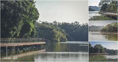 新竹｜峨眉湖環湖步道：漫步湖光水色！遠眺彌勒佛像與唯美湖景！