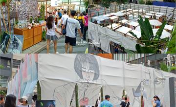 綠美丘市集｜台中文創市集，特色攤位美食手作文創小物，蔦屋書店一樓廣場