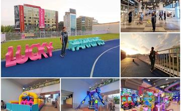 基隆｜基隆東岸廣場E-SQUARE，夢幻藍色空中跑道，360度海港郵輪美景，親子育樂湯姆熊