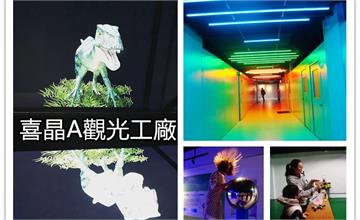 台中｜喜晶A光學觀光工廠，恐龍互動遊戲，台中半日遊好去處