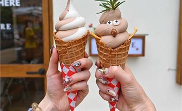 台中｜SoyHERE這裡濃豆乳，胖胖霜淇淋再一發！超可愛豆乳雪怪霜淇淋～