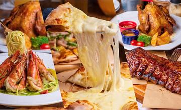 台南FOCUS「喬義思choice窯烤手作廚房」30公分的牽絲起司PIZZA太邪惡 、手臂長BBQ 炙烤豬肋排超浮誇 ! 還有必吃的烤全雞、義大利麵等豪華分享餐，聖誕節開PARRY、跨年大餐就選它！