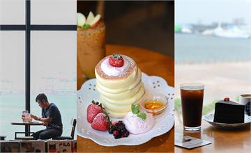 台中梧棲｜ROSE HOUSE CAFE：三井OUTLET 特厚三層舒芙蕾鬆餅！喝咖啡與賞無敵大海景