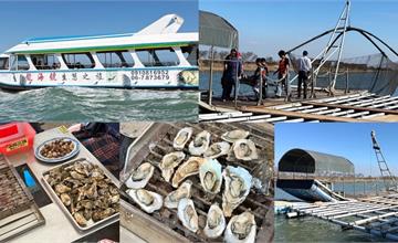 搭船欣賞台南沿海，七股龍海號生態之旅提供專人導覽、烤蚵吃到飽